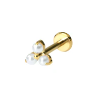 Delicate titanium labret with trio of pearls