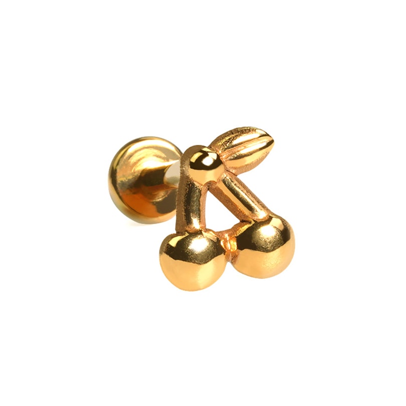 Cherry flat back labret in titanium Body Piercing