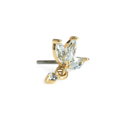 14k gold lotus flower push in top with charm