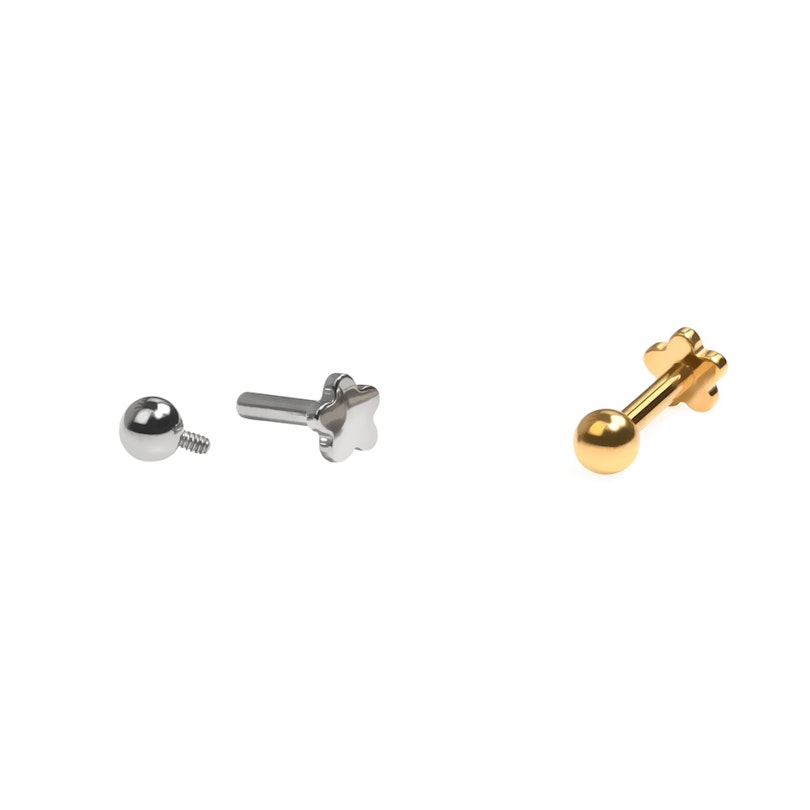 Flower flat back titanium labret Body Jewelry