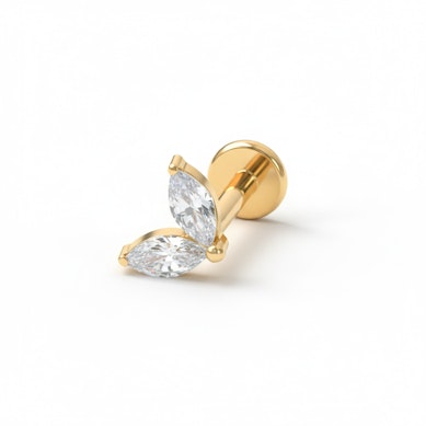 Labret τιτανίου με δίδυμες πέτρες