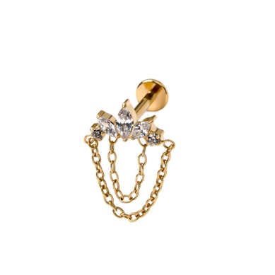 Labret iz titana s kamni in verižicami