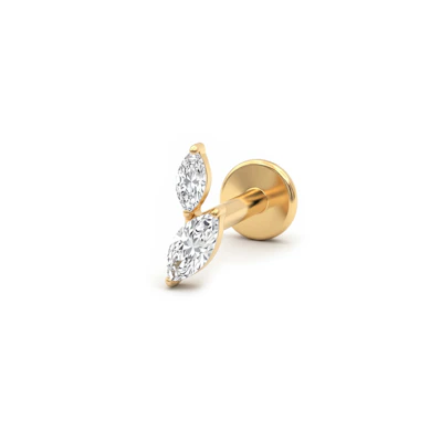 Labret τιτανίου με δύο πετράδια σε marquise κοπή