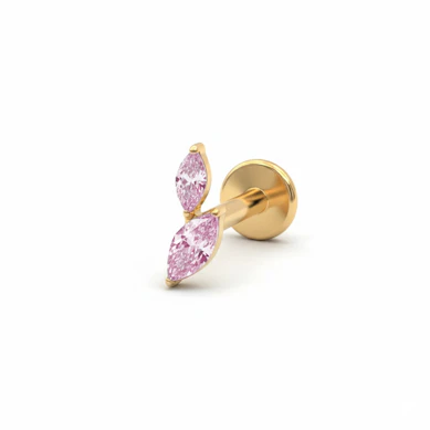 Titanium labret with two marquise cut stones