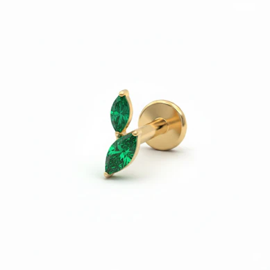 Labret τιτανίου με δύο πετράδια σε marquise κοπή