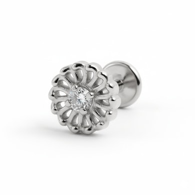 Delicate  titanium flower labret