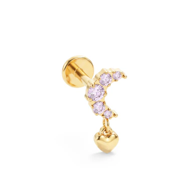 Titanium moon with pink stones