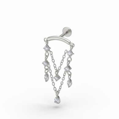 Titanium labret with chandelier dangles