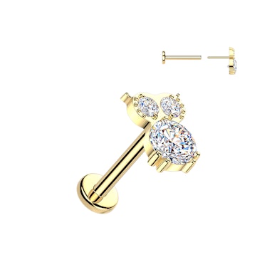 Titanium owl labret with gemstones