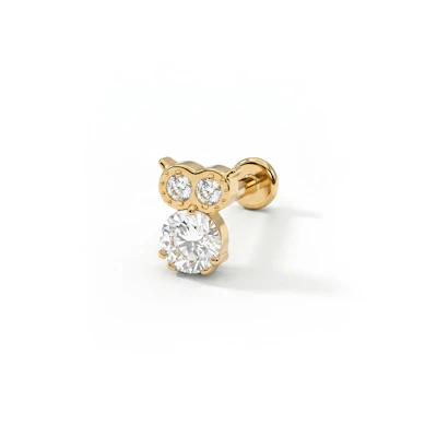 Titanium owl labret with gemstones