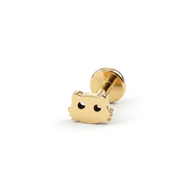 Adorable cat face titanium labret