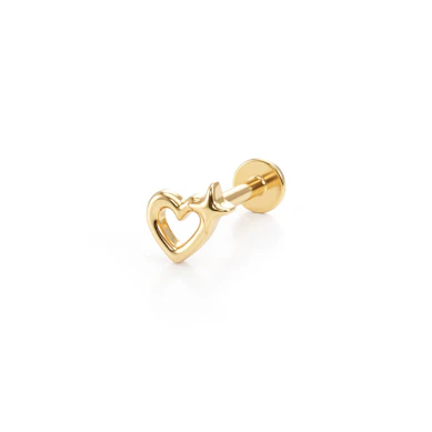 Hollow heart with star labret in titanium