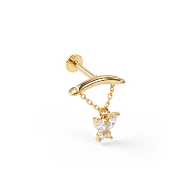 Hidden helix butterfly dangle flat back labret