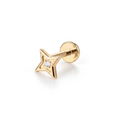 Geometric star labret in titanium