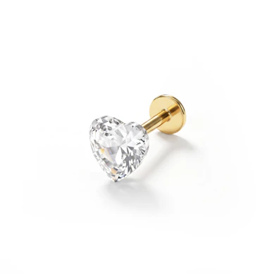 Labret with heart shaped stone