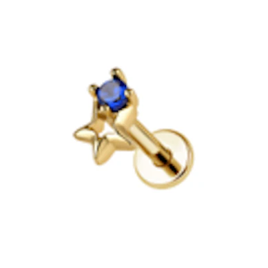 Tiny labret with star and blue gemstone