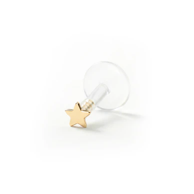 Labret with top star made of 14k gold