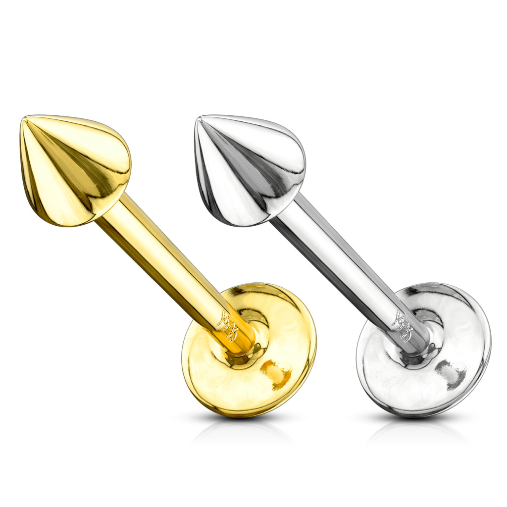 Labret made of solid 14k gold with spike top Piercing Jewelry