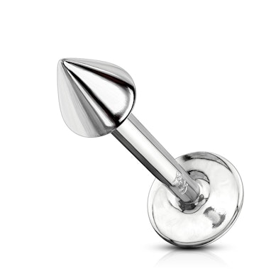 Labret made of solid 14k gold with spike top