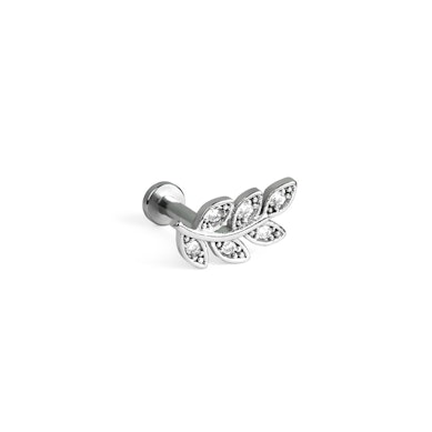 Labret internally threaded with studded leaf