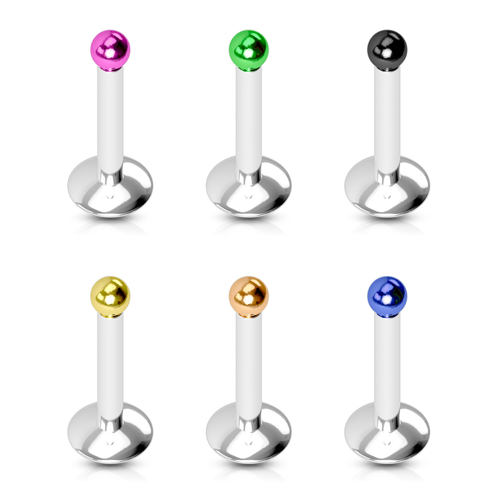 Labret with tiny titanium plated top ball Body Piercing
