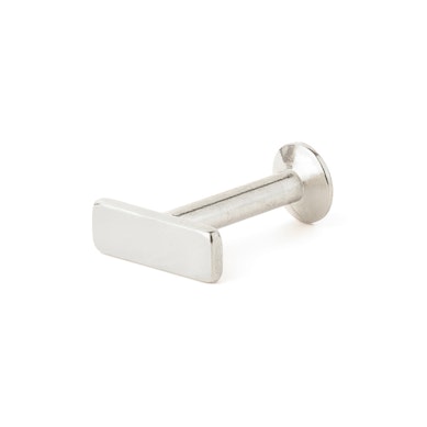 Labret with internally threaded post and rectangular top