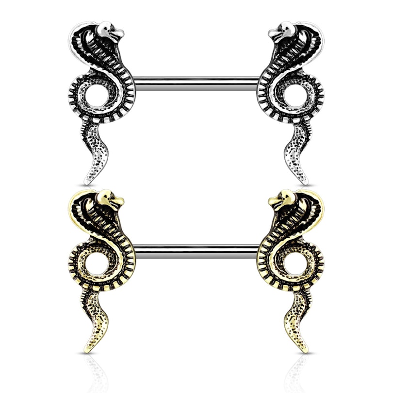 Nipple piercing with cobras in the ends Body Piercing