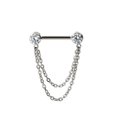 Titanium nipple barbell with chains