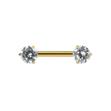 Nipple titanium barbell with stones