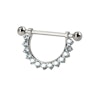 Titanium nipple barbell with CZ stone semi-circle Body Piercing