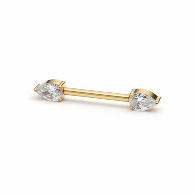 Titanium nipple barbell with teardrop stones