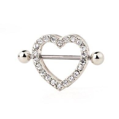 Nipple shield with studded heart shape