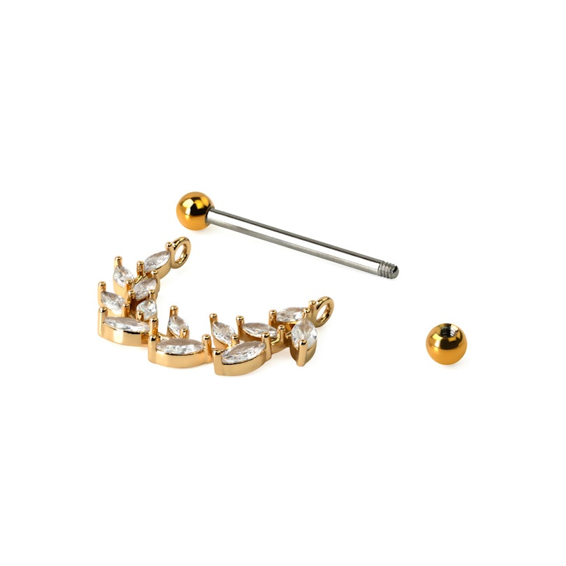 Nipple shield with studded leaves Body Piercing