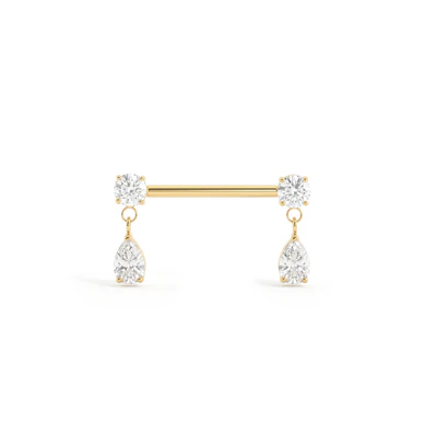 Titanium nipple barbell with gemstone dangles