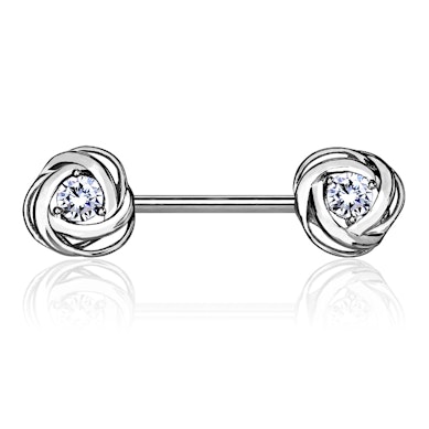 Nipple barbell with stones and roses