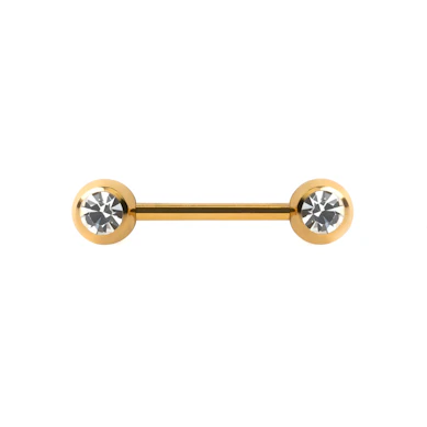 Nipple barbell with crystal gems