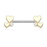 Nipple barbell with two hearts and gem Body Piercing