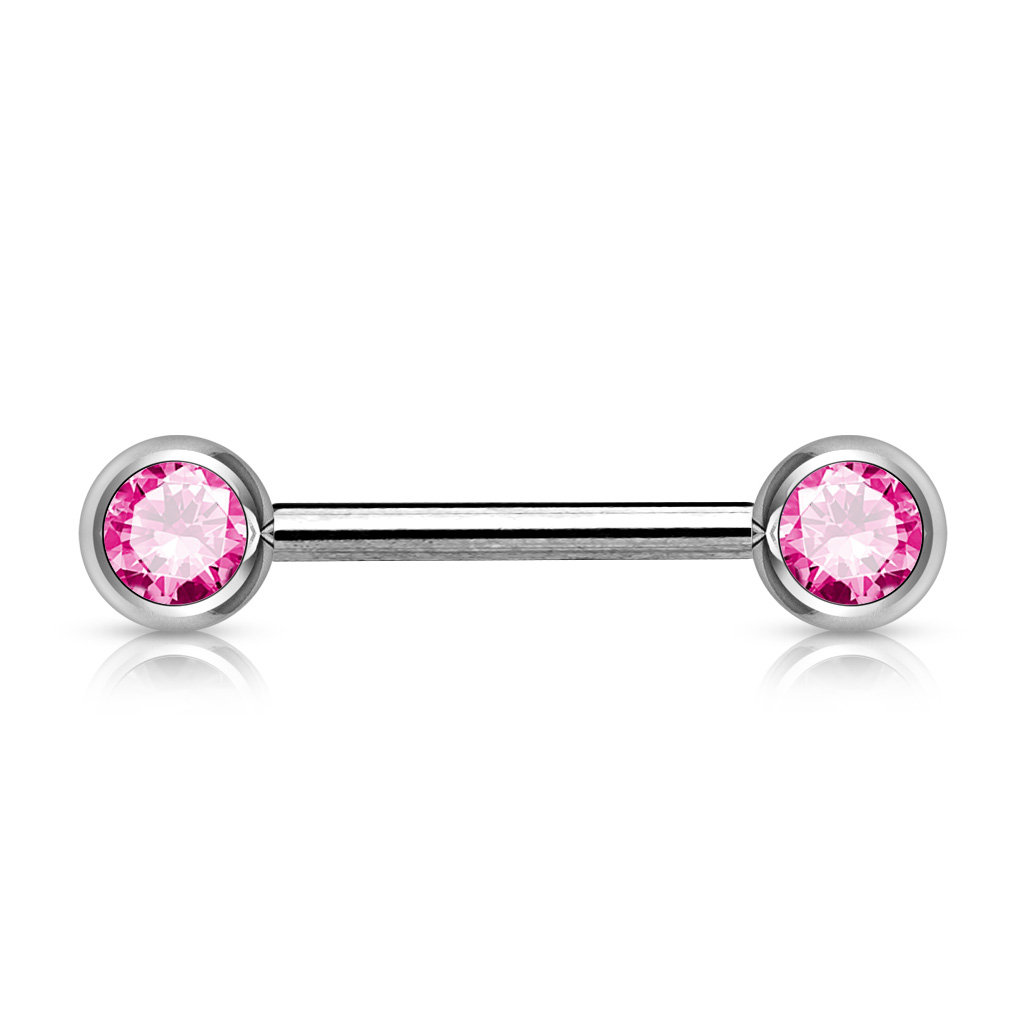 Nipple barbell with gems in your choice of color. Body Jewelry