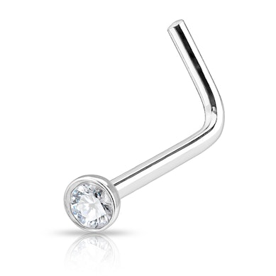 Nose stud made of titanium with stone