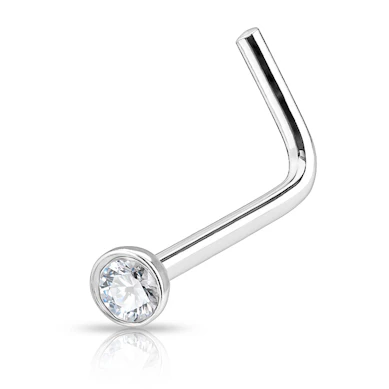 Nose stud made of titanium with stone