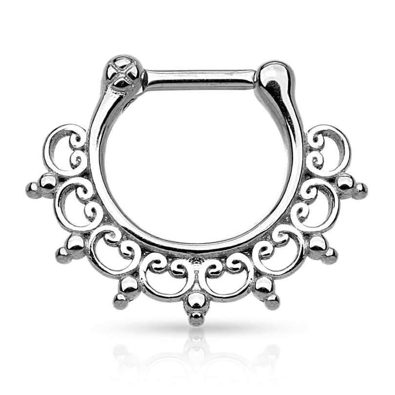 Septum clicker made of surgical steel with ornamental design Piercing Jewelry