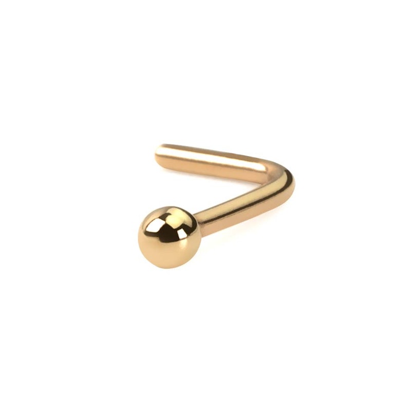 Nose ring made of 14k gold with ball Piercing