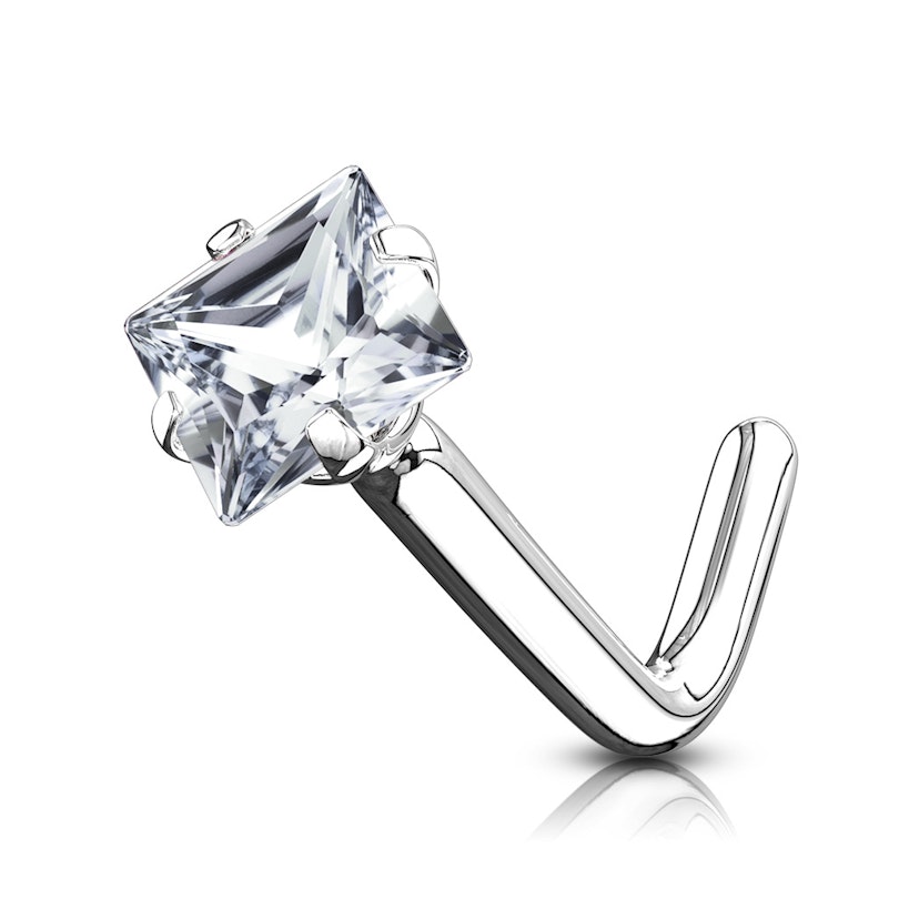 Nose ring made of 14k gold with square stone Piercing
