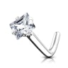 Nose ring made of 14k gold with square stone Piercing