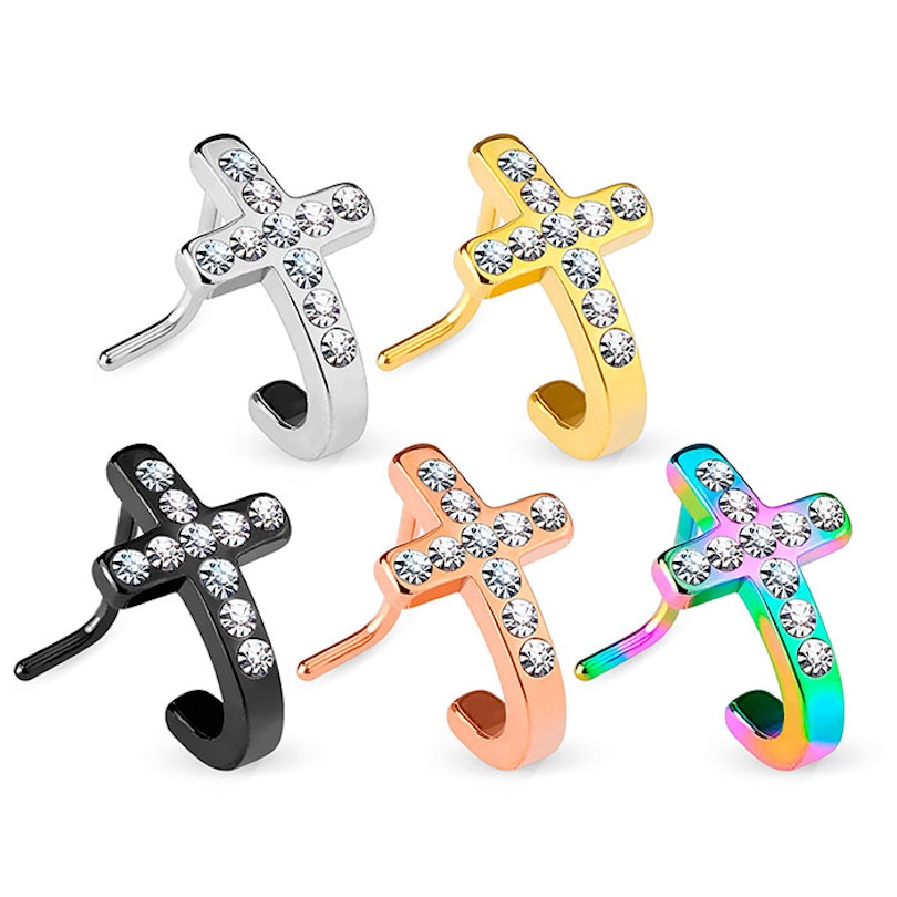 Nose ring with studded cross Piercing