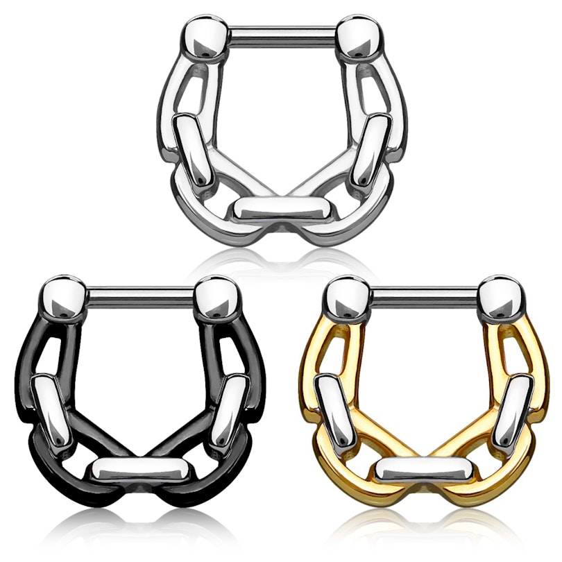 Septum clicker made of surgical steel with fix chain Piercing