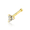 Nose stud made of 14k gold with three little stones Body Piercing