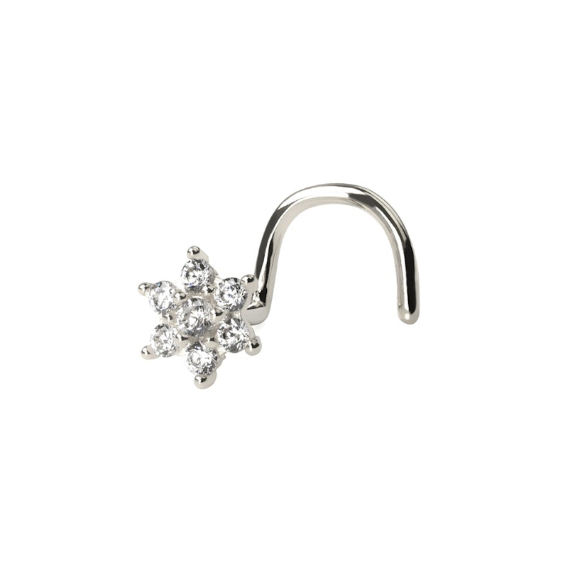 Nose screw made of 14k gold with flower Body Jewelry