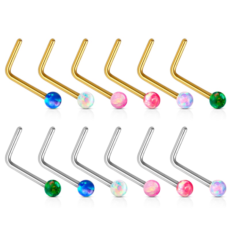 14k gold nose ring with opal stone in your choice of color Piercing Jewelry