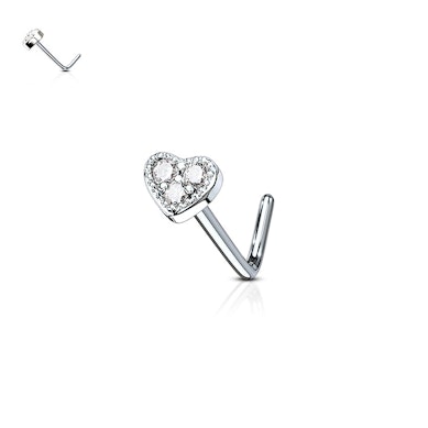 Nose ring with heart and three stones